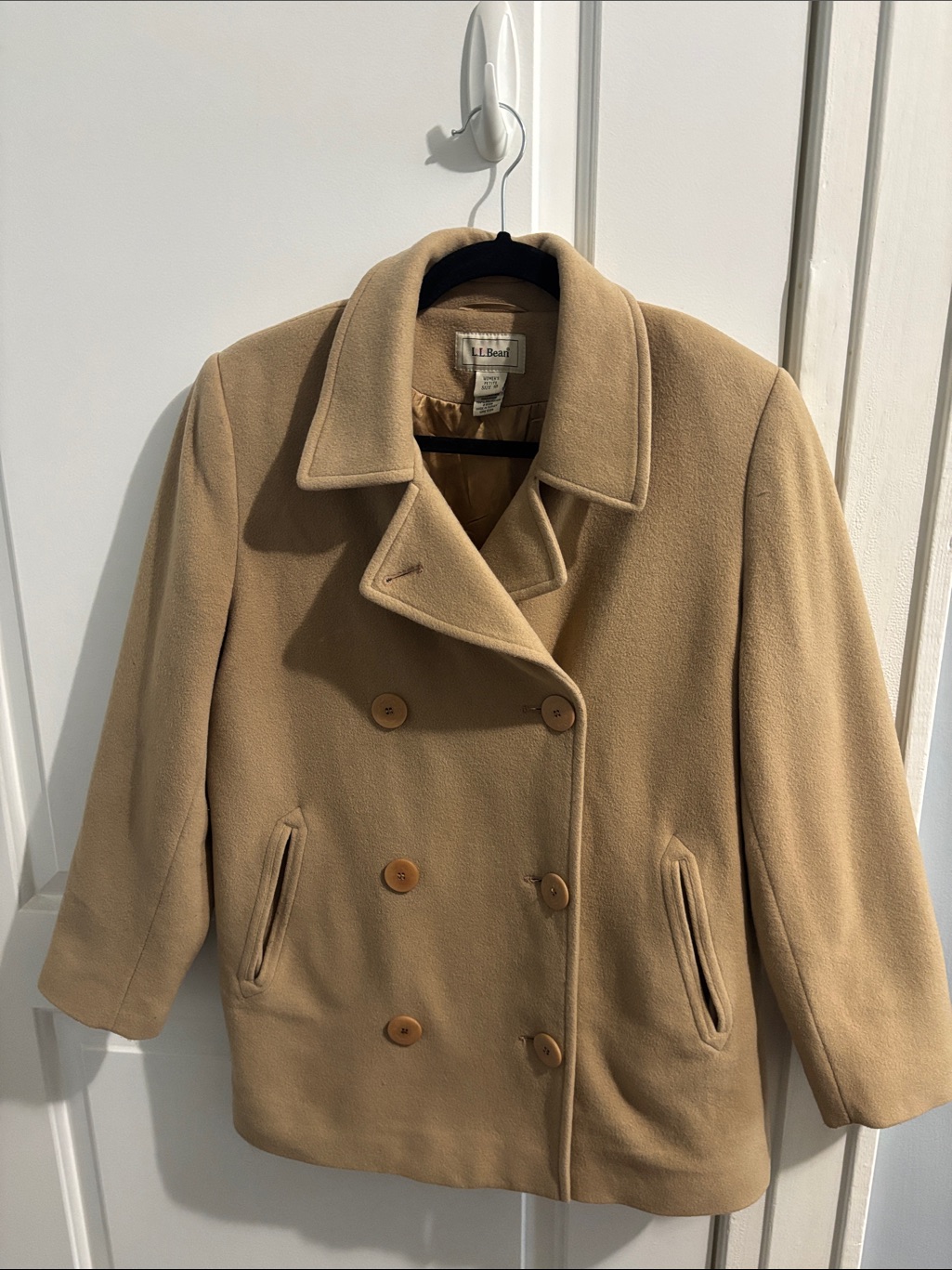 L.L. Bean Women's Camel/Tan Double-Breasted Peacoat